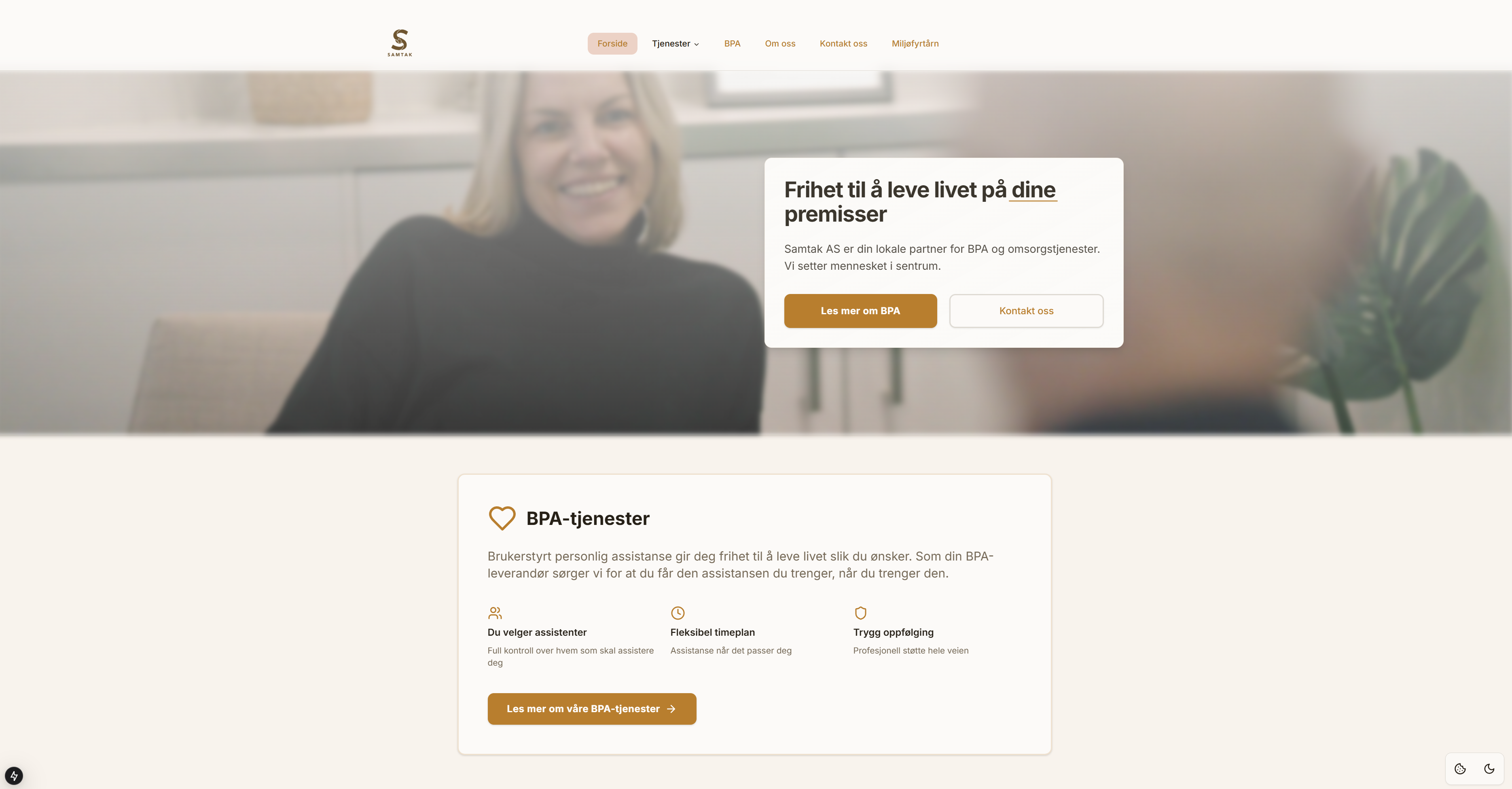 SamtakHelse nettside etter redesign